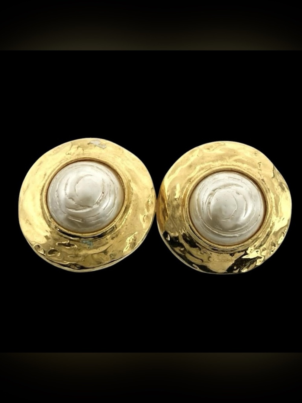 Yves Saint Laurent Vintage YSL Gold Plated Pearl Earrings with DAMAGE